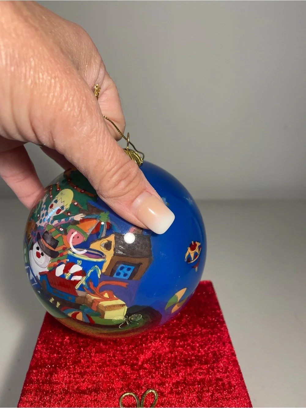 Pier 1 Li Bien Hand-Painted Blue Santa Christmas Ornament 2003
